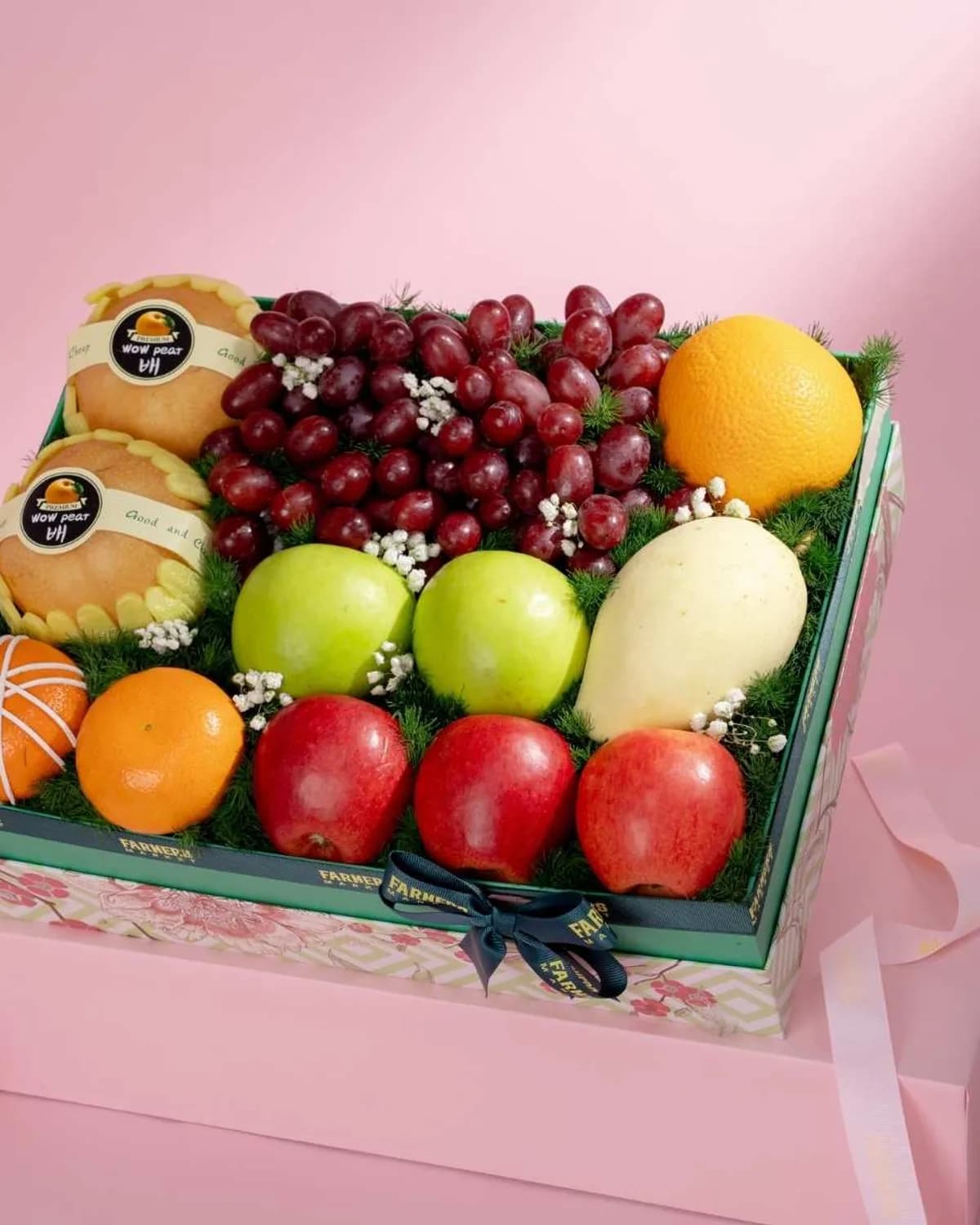 Hộp cherry Mỹ Washington 1kg đỏ thẫm bóng, cuống xanh, size 9 row